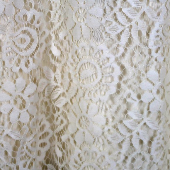 Boho Ivory Lace Mini Shift Dress Medium - Picture 2 of 6